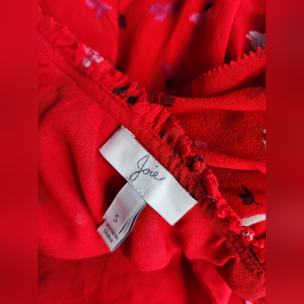 Joie Silk One-Shoulder Ruffle Red Floral Maxi Dress - Picture 14 of 14